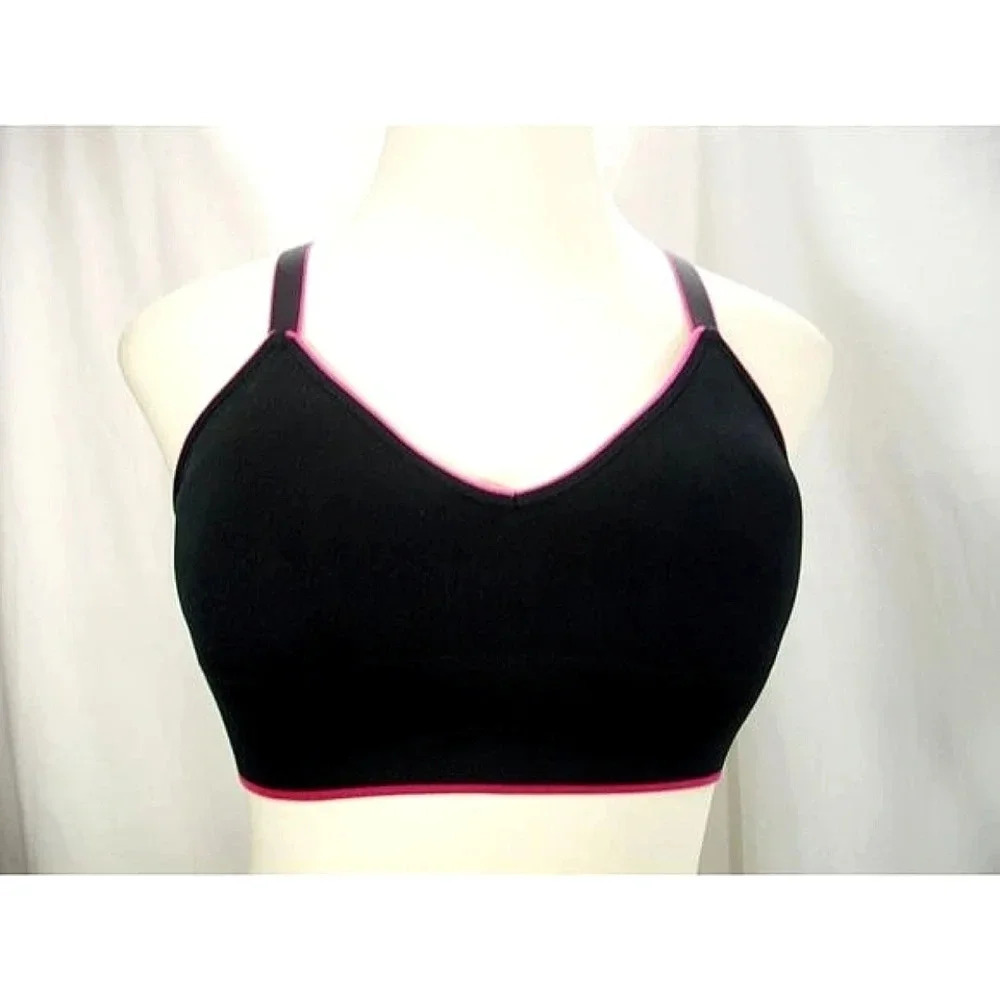 MEDIUM DKNY 835002 Fusion Energy Wire Free Bra Bralette Black & Pink NWT